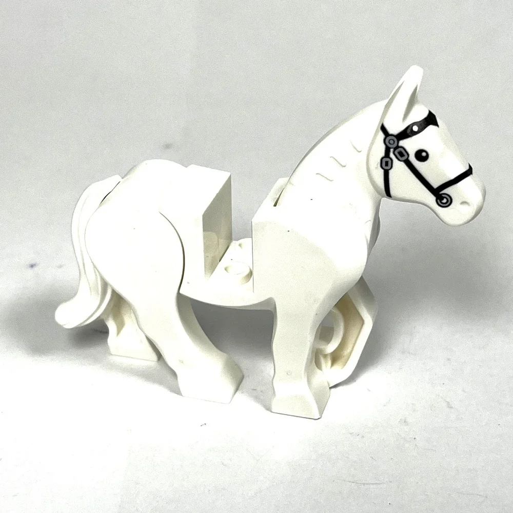 LEGO Animals Lot 2 Horses Movable Legs Reddish Brown White Bridle Castle Western